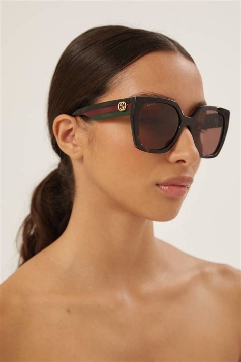 gucci havana metal sunglasses|Gucci oversized square sunglasses.